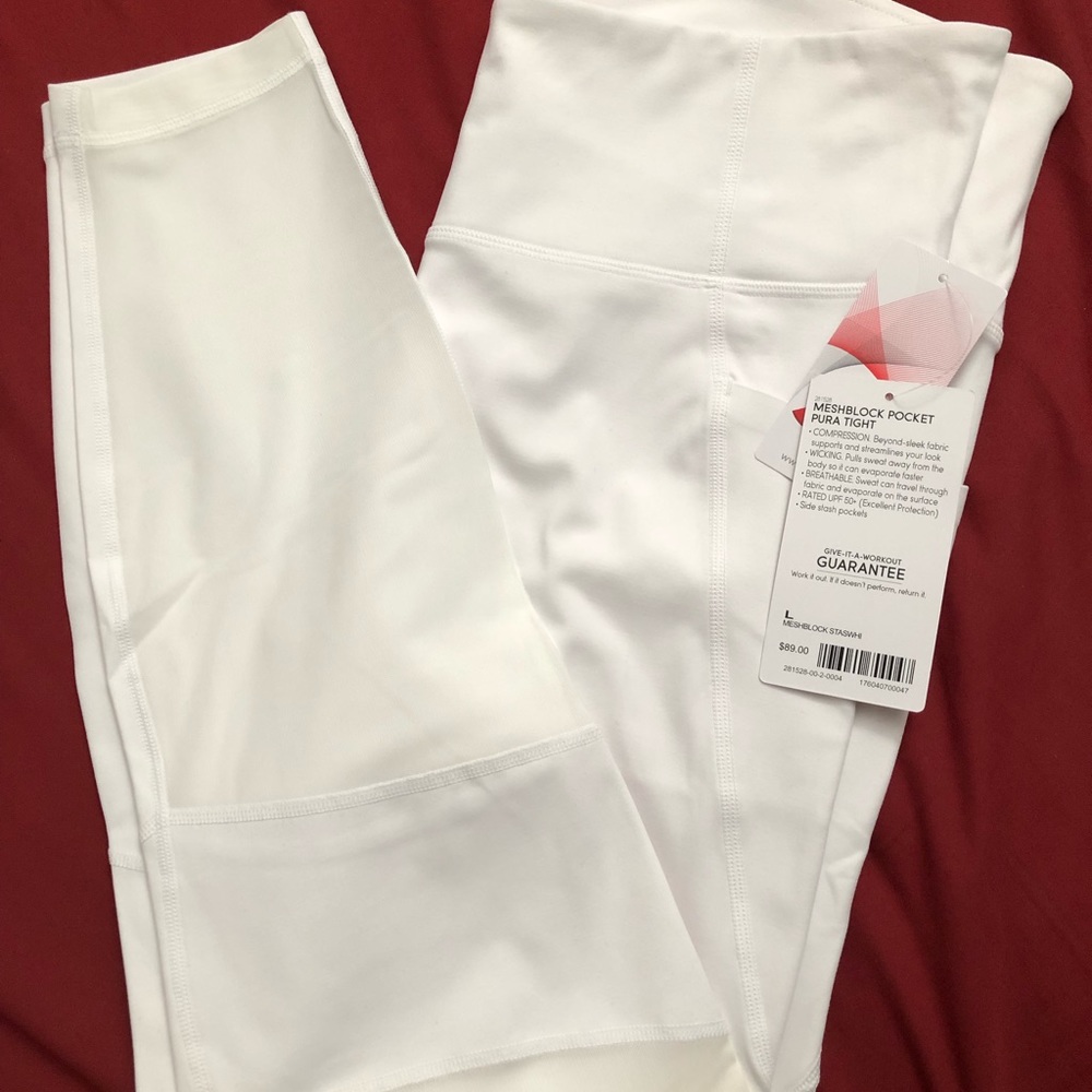 Athleta White Mesh Pocket Leggings